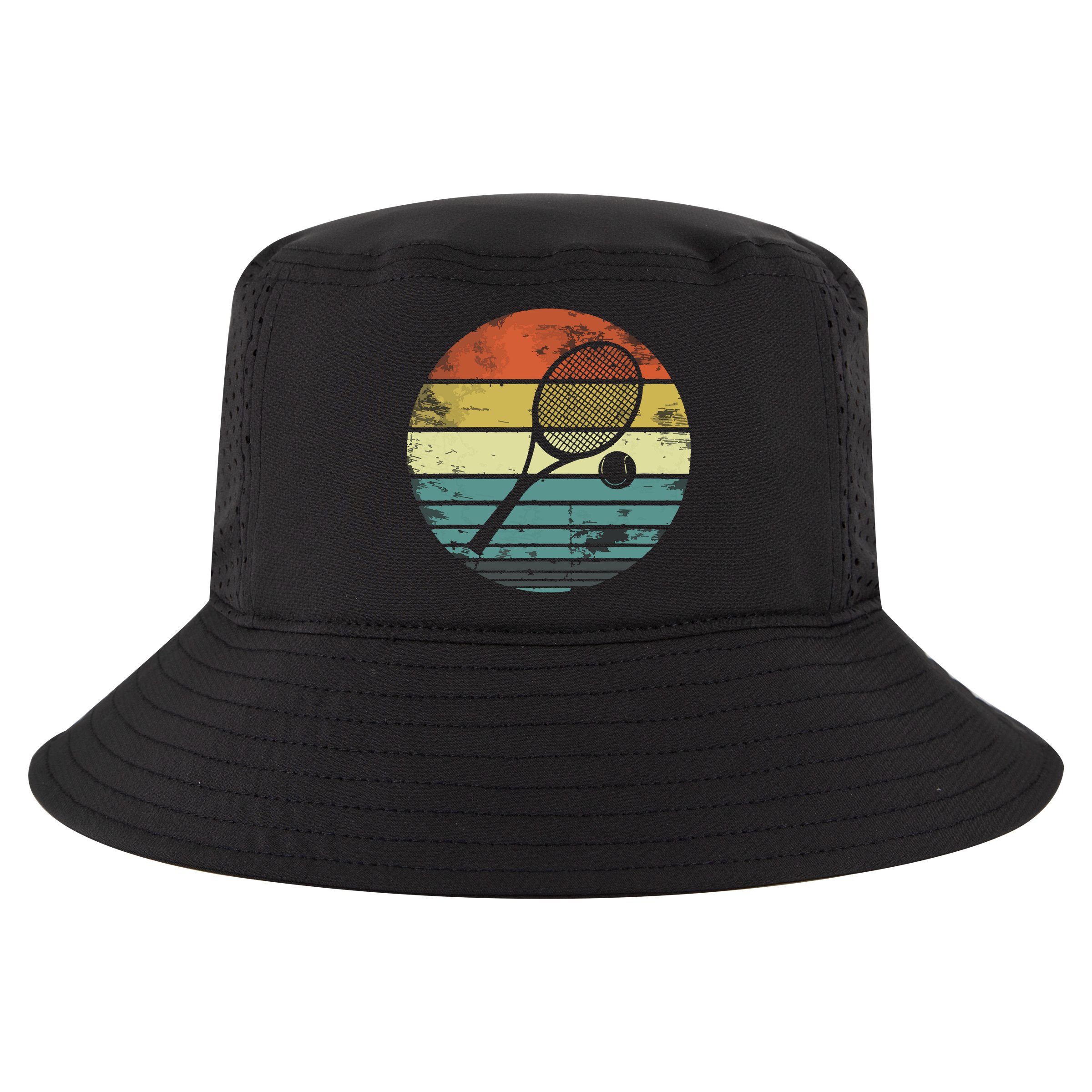 Tennis Player Gifts Retro Sunset Tennis Racquet Ball Coach Cool Comfort Performance Bucket Hat