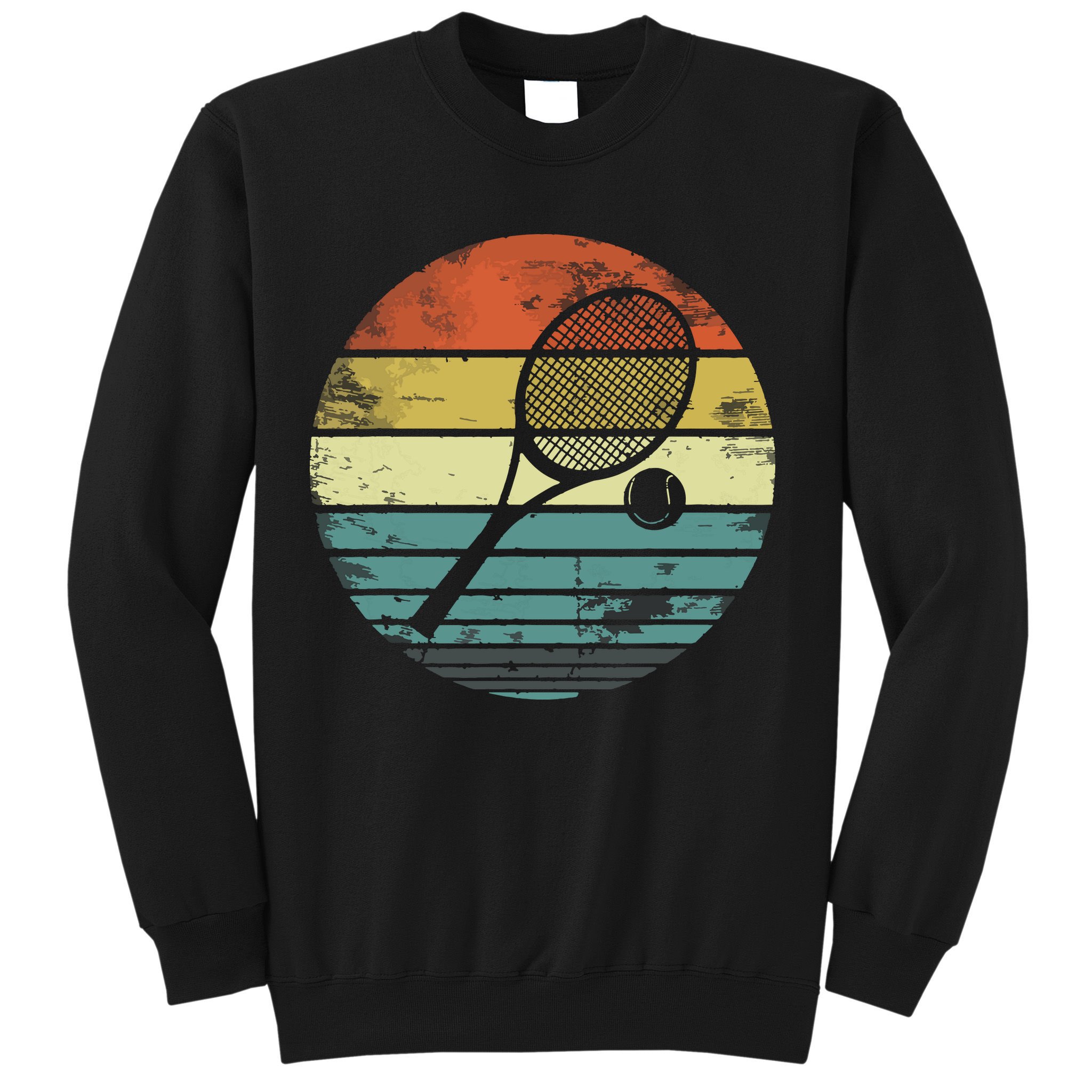 Tennis Player Gifts Retro Sunset Tennis Racquet Ball Coach Sweatshirt