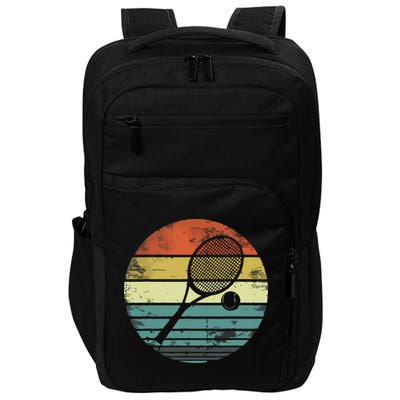 Tennis Player Gifts Retro Sunset Tennis Racquet Ball Coach Impact Tech Backpack
