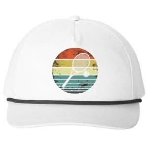 Tennis Player Gifts Retro Sunset Tennis Racquet Ball Coach Snapback Five-Panel Rope Hat