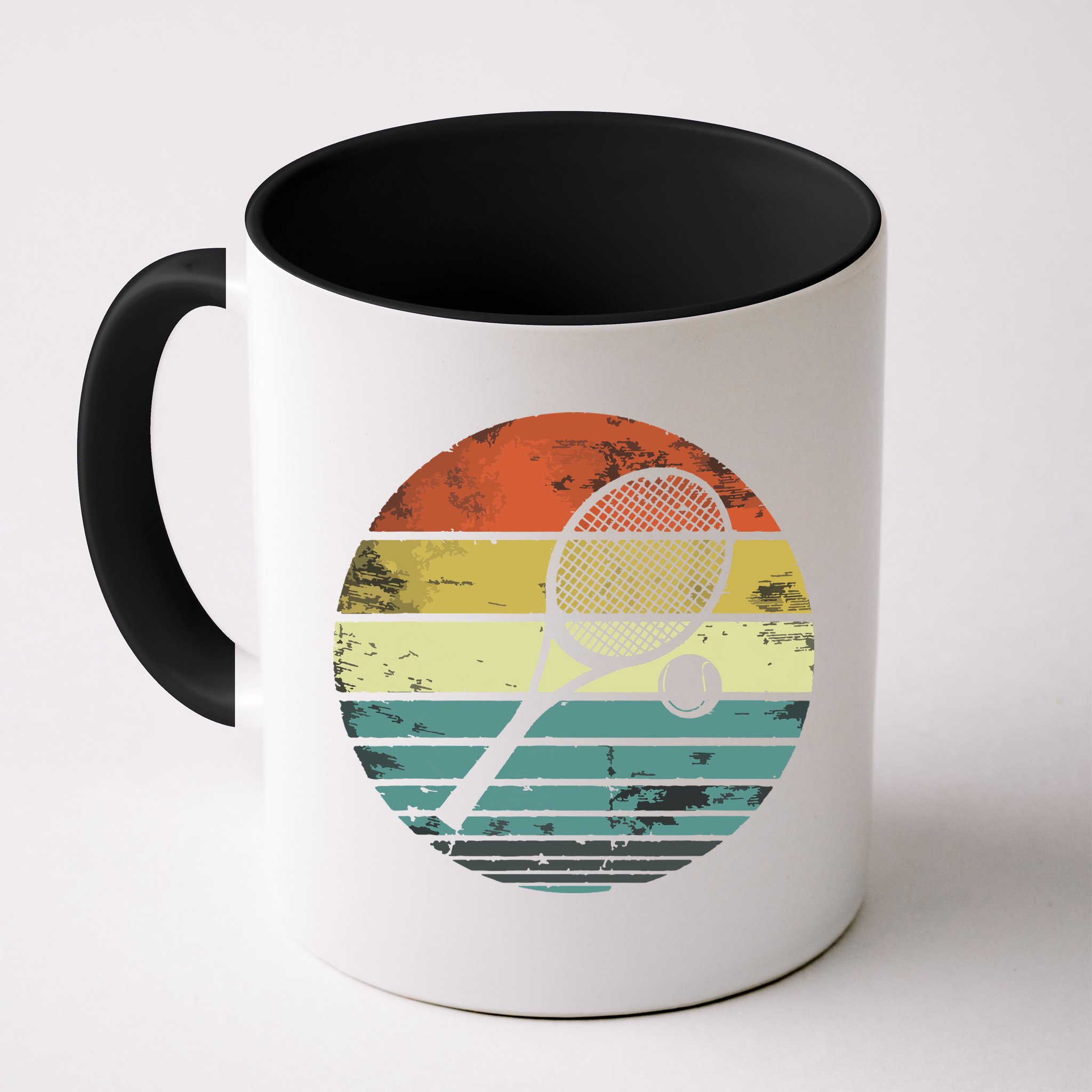 Tennis Player Gifts Retro Sunset Tennis Racquet Ball Coach Mug