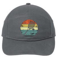 Tennis Player Gifts Retro Sunset Tennis Racquet Ball Coach 7-Panel Snapback Hat