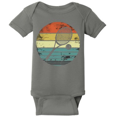 Tennis Player Gifts Retro Sunset Tennis Racquet Ball Coach Baby Bodysuit