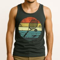 Tennis Player Gifts Retro Sunset Tennis Racquet Ball Coach Tank Top