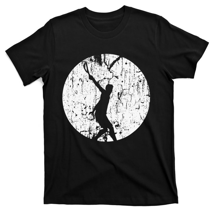 Tennis Player Gifts Retro Sunset Tennis Racquet Ball Coach T-Shirt