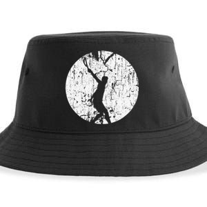 Tennis Player Gifts Retro Sunset Tennis Racquet Ball Coach Sustainable Bucket Hat