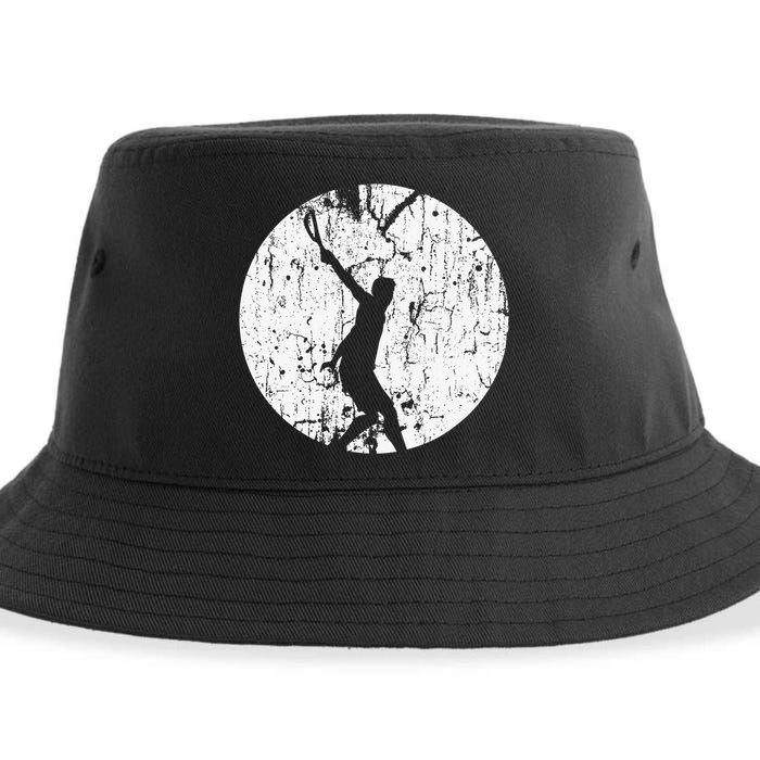 Tennis Player Gifts Retro Sunset Tennis Racquet Ball Coach Sustainable Bucket Hat