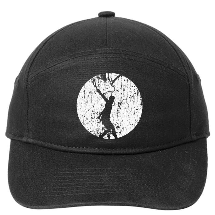 Tennis Player Gifts Retro Sunset Tennis Racquet Ball Coach 7-Panel Snapback Hat