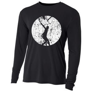 Tennis Player Gifts Retro Sunset Tennis Racquet Ball Coach Cooling Performance Long Sleeve Crew