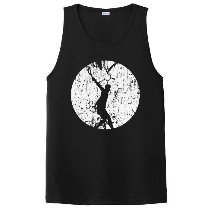 Tennis Player Gifts Retro Sunset Tennis Racquet Ball Coach PosiCharge Competitor Tank