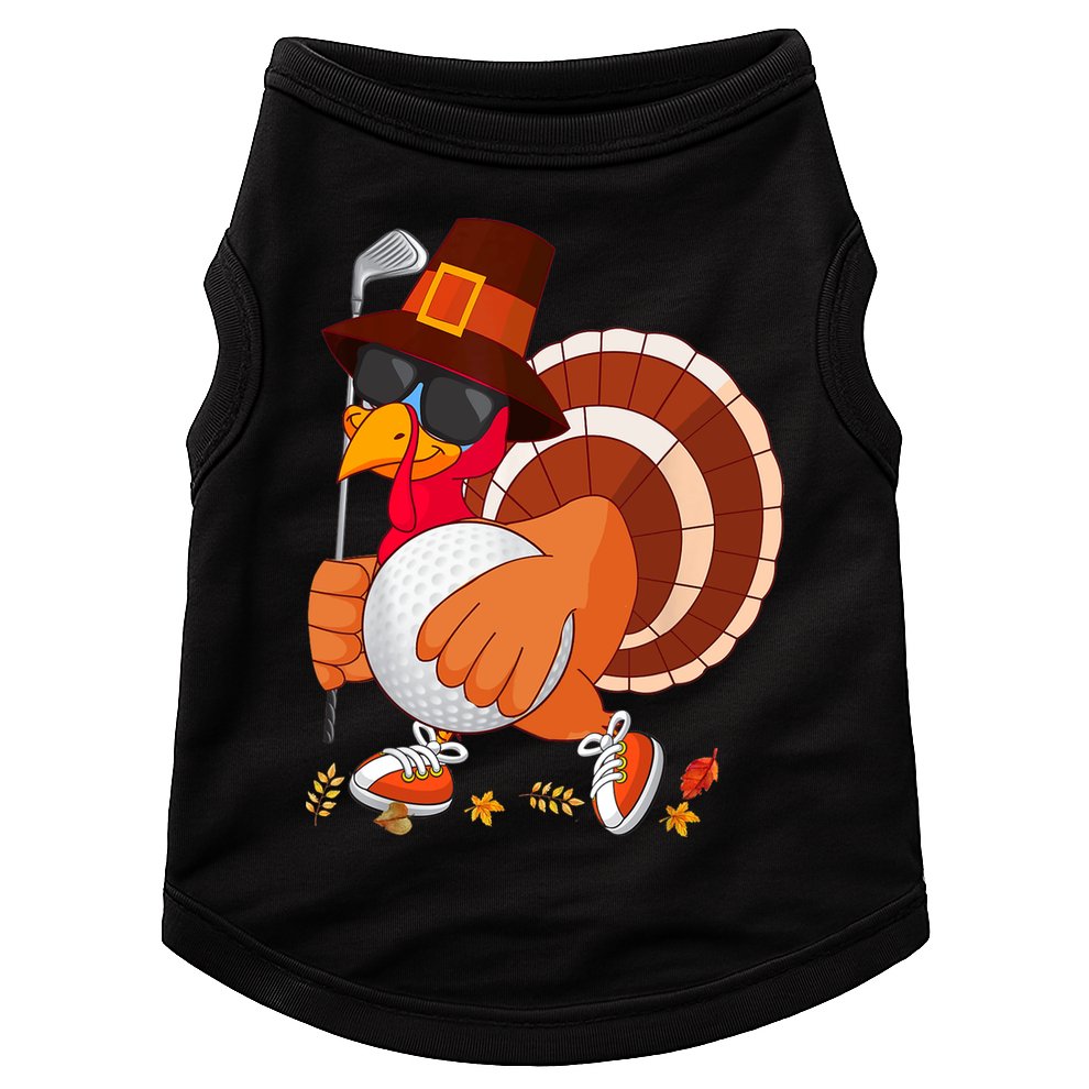 Turkey Playing Golf Thanksgiving Turkey Golf Doggie Tank