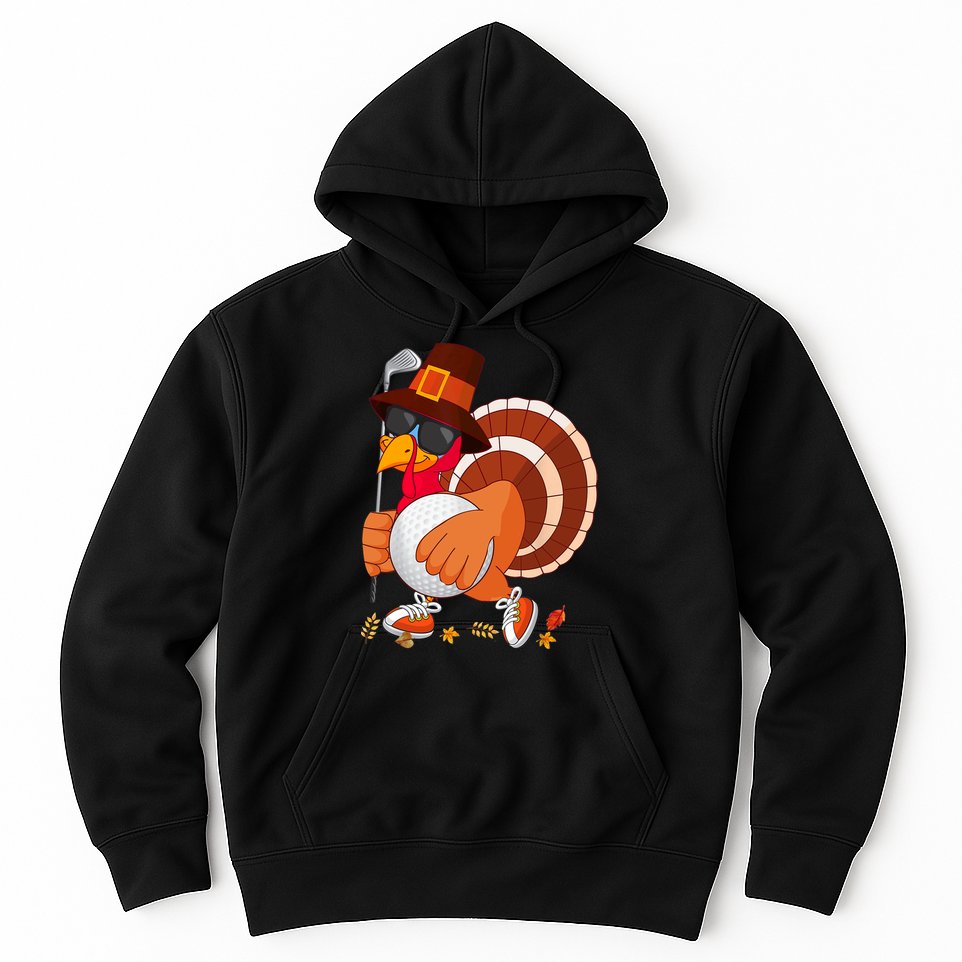 Turkey Playing Golf Thanksgiving Turkey Golf Hoodie