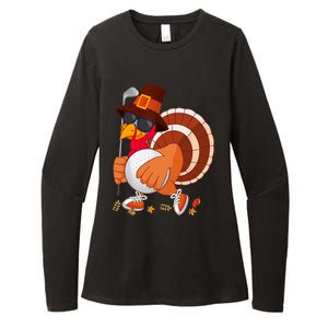 Turkey Playing Golf Thanksgiving Turkey Golf Womens CVC Long Sleeve Shirt