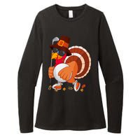 Turkey Playing Golf Thanksgiving Turkey Golf Womens CVC Long Sleeve Shirt