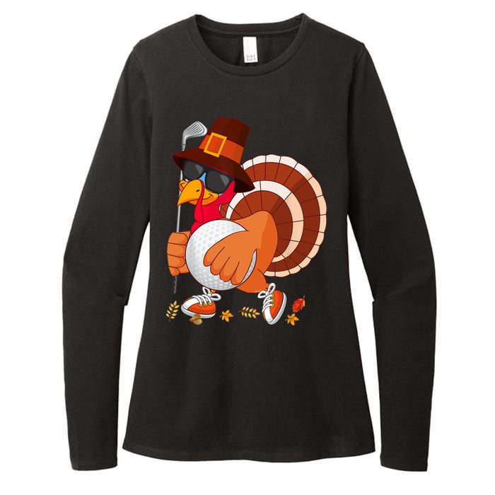 Turkey Playing Golf Thanksgiving Turkey Golf Womens CVC Long Sleeve Shirt