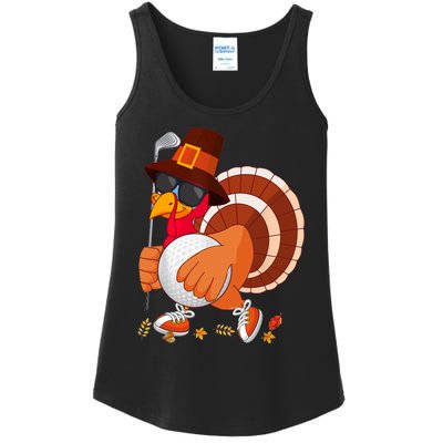 Turkey Playing Golf Thanksgiving Turkey Golf Ladies Essential Tank