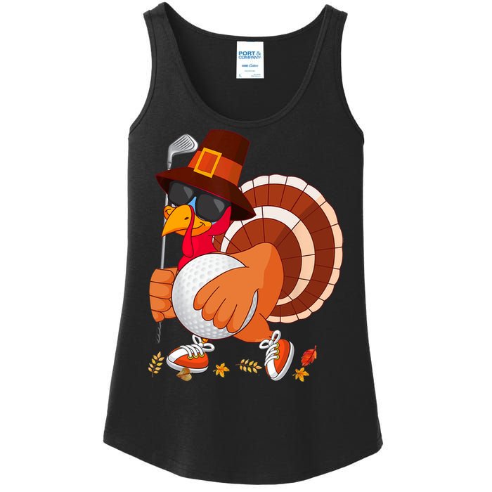 Turkey Playing Golf Thanksgiving Turkey Golf Ladies Essential Tank