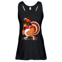 Turkey Playing Golf Thanksgiving Turkey Golf Ladies Essential Flowy Tank