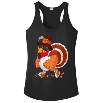 Turkey Playing Golf Thanksgiving Turkey Golf Ladies PosiCharge Competitor Racerback Tank