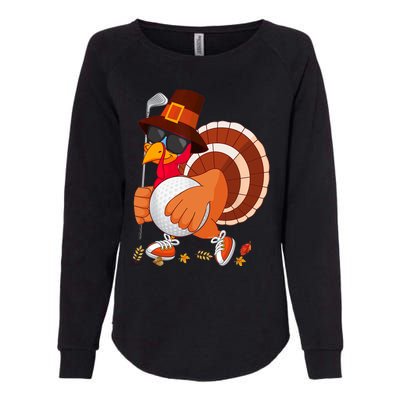 Turkey Playing Golf Thanksgiving Turkey Golf Womens California Wash Sweatshirt