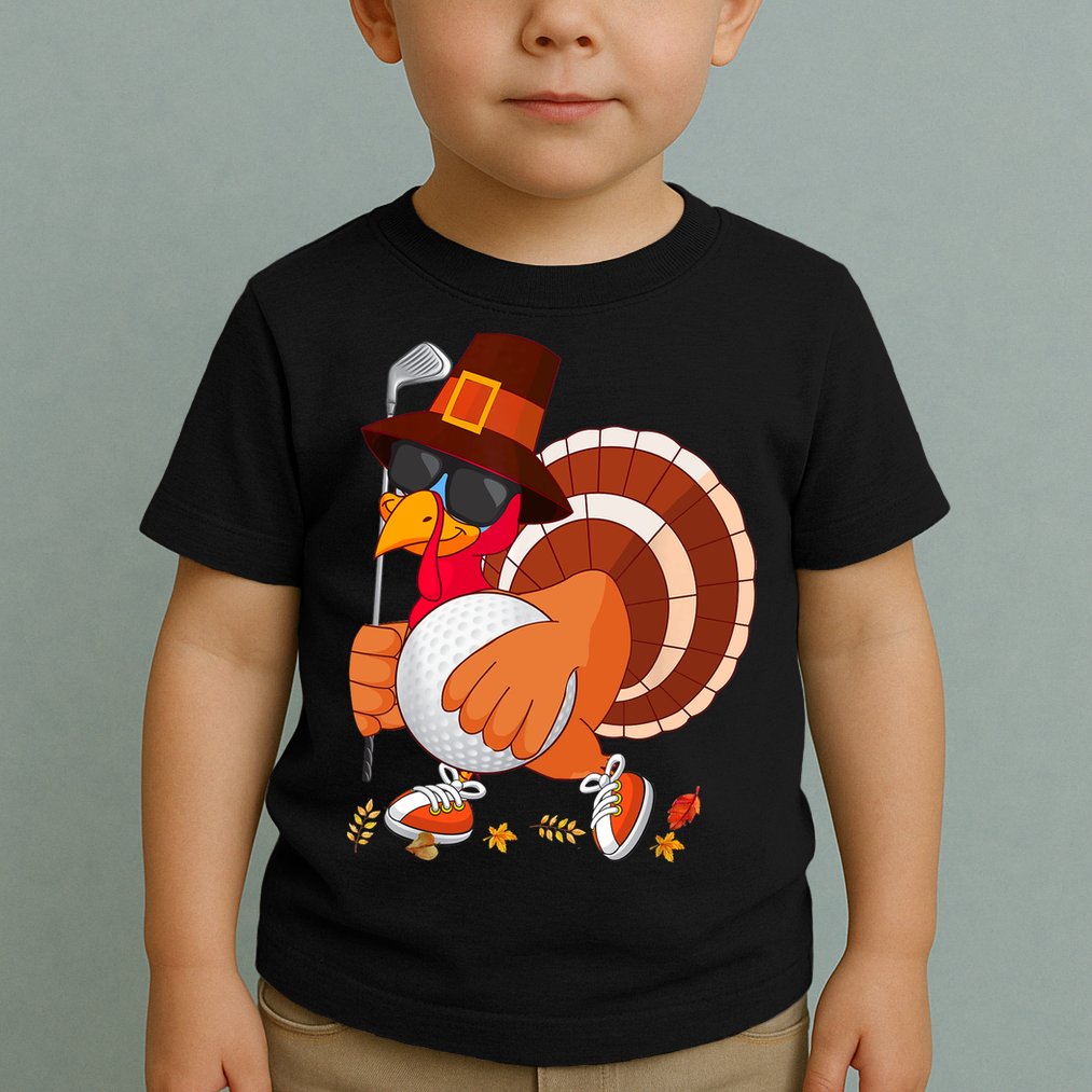 Turkey Playing Golf Thanksgiving Turkey Golf Toddler T-Shirt