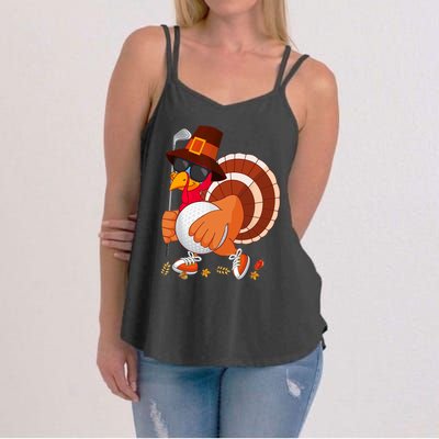 Turkey Playing Golf Thanksgiving Turkey Golf Women's Strappy Tank