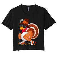 Turkey Playing Golf Thanksgiving Turkey Golf Women's Crop Top Tee