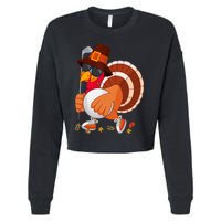 Turkey Playing Golf Thanksgiving Turkey Golf Cropped Pullover Crew