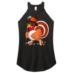 Turkey Playing Golf Thanksgiving Turkey Golf Women's Perfect Tri Rocker Tank