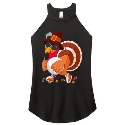 Turkey Playing Golf Thanksgiving Turkey Golf Women's Perfect Tri Rocker Tank