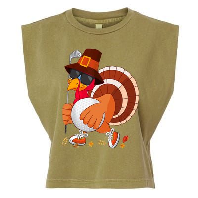 Turkey Playing Golf Thanksgiving Turkey Golf Garment-Dyed Women's Muscle Tee