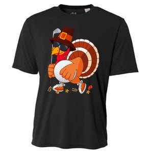 Turkey Playing Golf Thanksgiving Turkey Golf Cooling Performance Crew T-Shirt