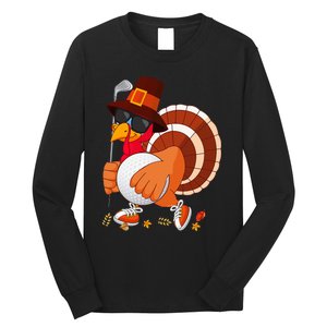 Turkey Playing Golf Thanksgiving Turkey Golf Long Sleeve Shirt