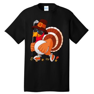 Turkey Playing Golf Thanksgiving Turkey Golf Tall T-Shirt