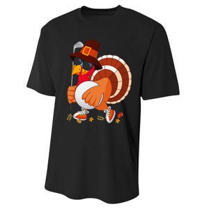 Turkey Playing Golf Thanksgiving Turkey Golf Performance Sprint T-Shirt