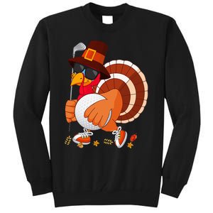 Turkey Playing Golf Thanksgiving Turkey Golf Tall Sweatshirt