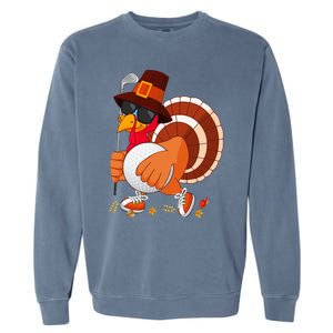 Turkey Playing Golf Thanksgiving Turkey Golf Garment-Dyed Sweatshirt