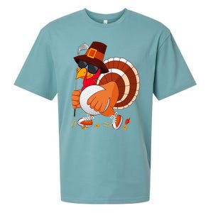 Turkey Playing Golf Thanksgiving Turkey Golf Sueded Cloud Jersey T-Shirt