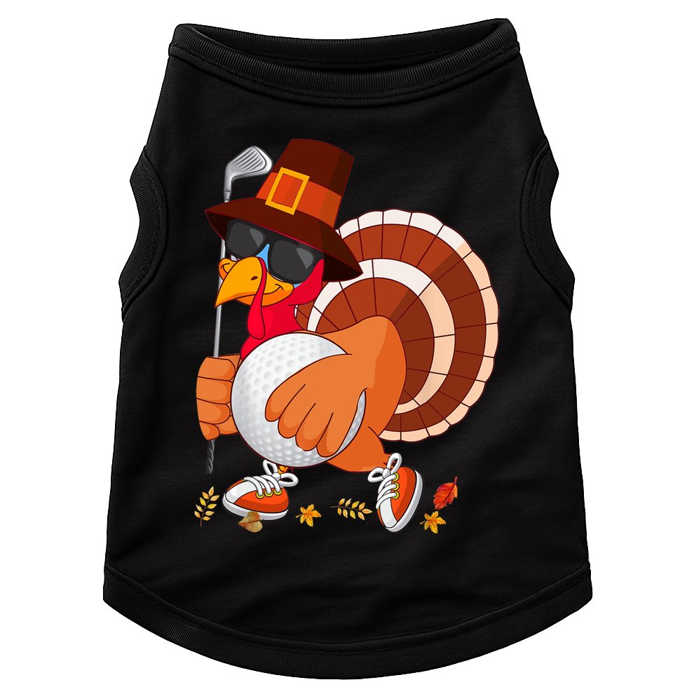 Turkey Playing Golf Thanksgiving Turkey Golf Doggie Tank
