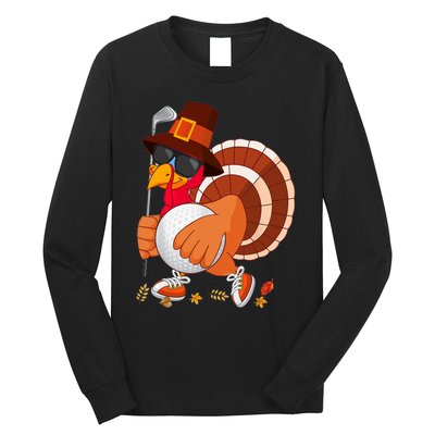 Turkey Playing Golf Thanksgiving Turkey Golf Long Sleeve Shirt