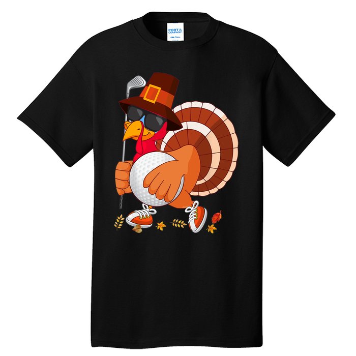 Turkey Playing Golf Thanksgiving Turkey Golf Tall T-Shirt