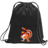 Turkey Playing Golf Thanksgiving Turkey Golf Sweatshirt Cinch Pack Bag