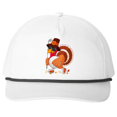 Turkey Playing Golf Thanksgiving Turkey Golf Snapback Five-Panel Rope Hat