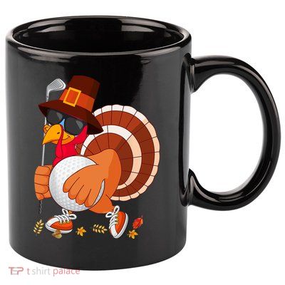 Turkey Playing Golf Thanksgiving Turkey Golf 11oz C Handle Ceramic Mug