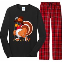 Turkey Playing Golf Thanksgiving Turkey Golf Long Sleeve Pajama Set