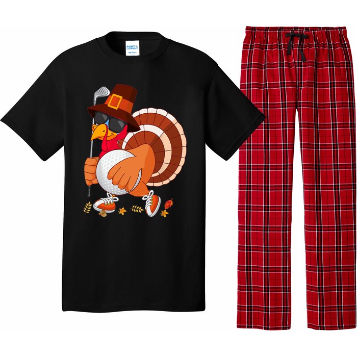 Turkey Playing Golf Thanksgiving Turkey Golf Pajama Set