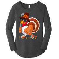 Turkey Playing Golf Thanksgiving Turkey Golf Women's Perfect Tri Tunic Long Sleeve Shirt