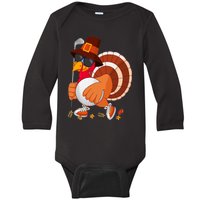 Turkey Playing Golf Thanksgiving Turkey Golf Baby Long Sleeve Bodysuit