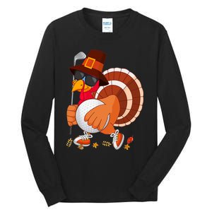 Turkey Playing Golf Thanksgiving Turkey Golf Tall Long Sleeve T-Shirt