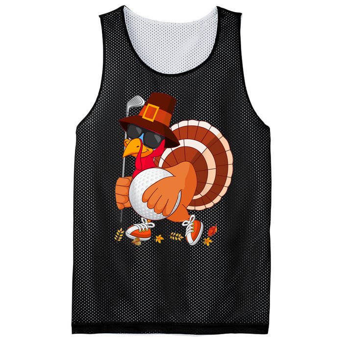 Turkey Playing Golf Thanksgiving Turkey Golf Mesh Reversible Basketball Jersey Tank